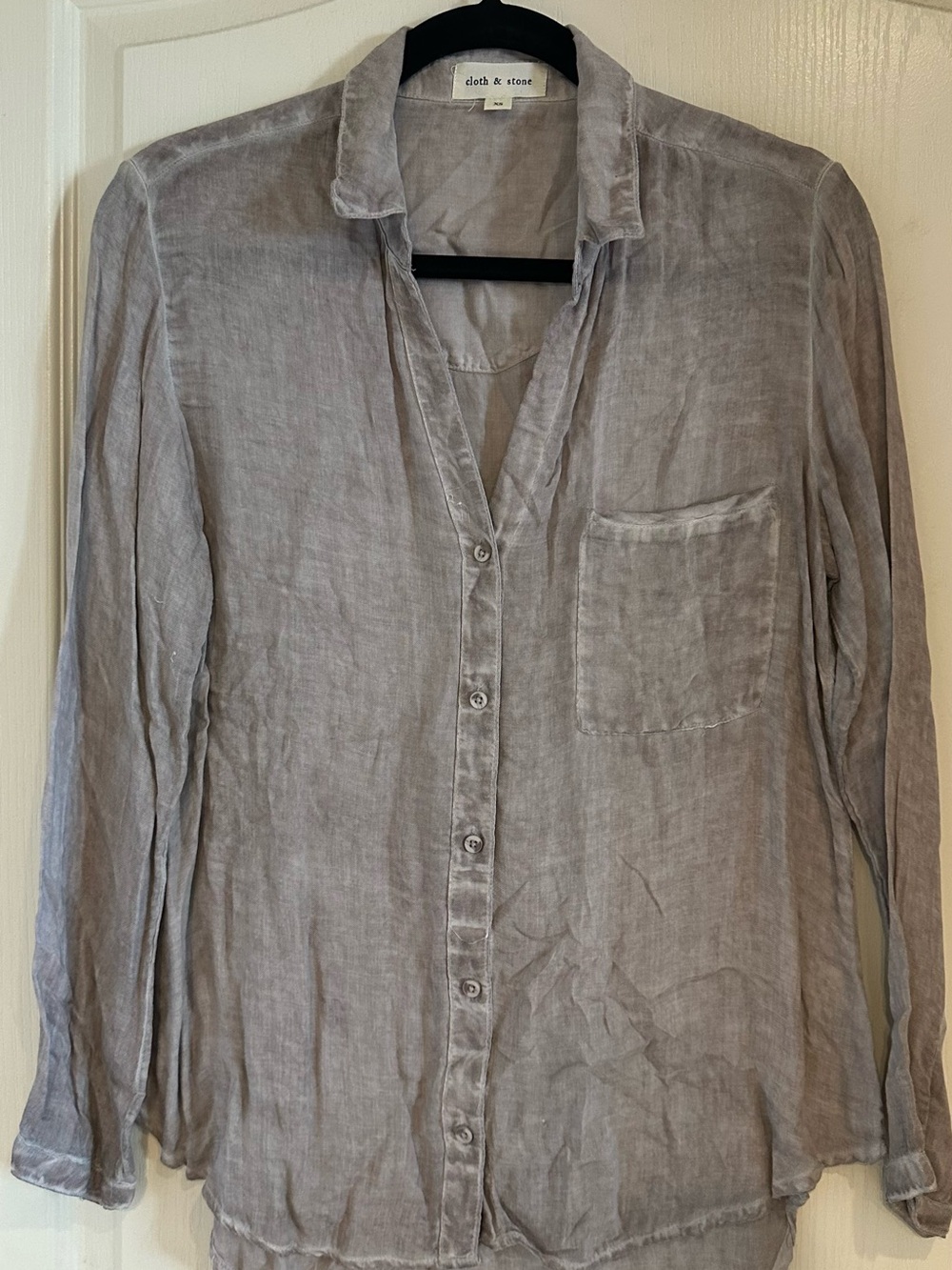 cloth & stone Washed Light Gray Button-Up Shirt